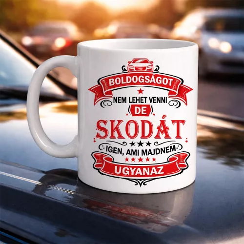 Autós feliratos bögre - Skoda rajongóknak