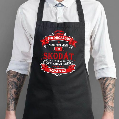 Autós feliratos kötény - Skoda rajongóknak