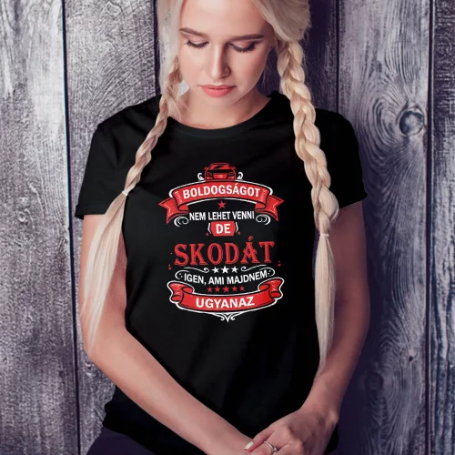 Autós feliratos női póló - Skoda rajongóknak