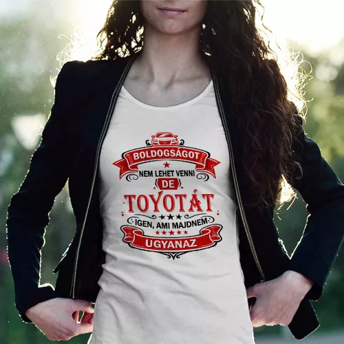 Autós feliratos női póló - Toyota rajongóknak