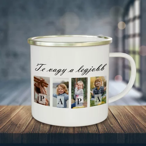 Fényképes PAPA bögre 4 saját fotóval – Személyre szabott ajándék