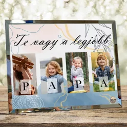   Fényképes PAPA fotóüveg 4 saját fotóval – Személyre szabott ajándék