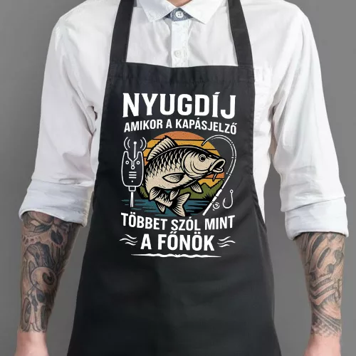Nyugdíjas pecás kötény - Kapásjelző több szól