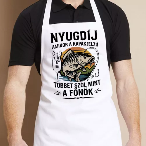 Nyugdíjas pecás kötény - Kapásjelző több szól