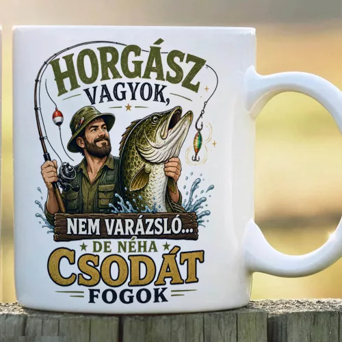 Néha_csodát_fogok_bögre_Horgász_ajándék