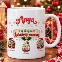   Fényképes bögre - Anya vagyok, és ők az én karácsonyi manóim