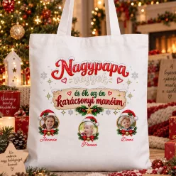 Vászontáska_kollázs_fotókkal_Karácsonyi_ajándék_nagypapának
