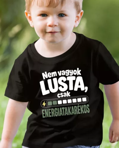 Energiatakarékos_gyerek_póló_Nem_vagyok_lusta