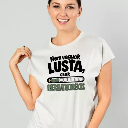 Energiatakarékos_női_póló_Nem_vagyok_lusta