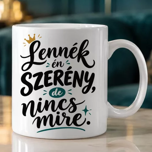 Önironikus_ajándék_bögre_Lennék_én_szerény