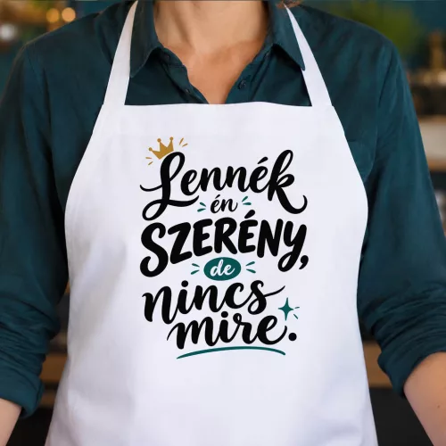 Önironikus_ajándék_kötény_Lennék_én_szerény