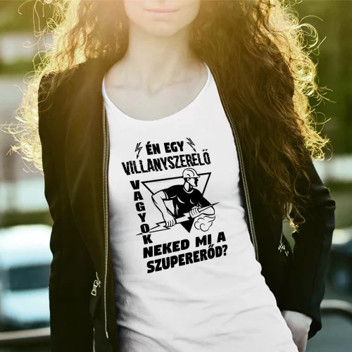Villanyszerelős_női_póló_Mi_a_szupererőd_