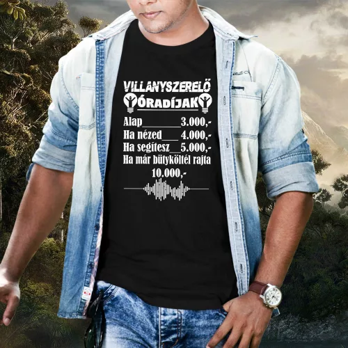 Szakmás_póló_Villanyszerelési_óradíjak_