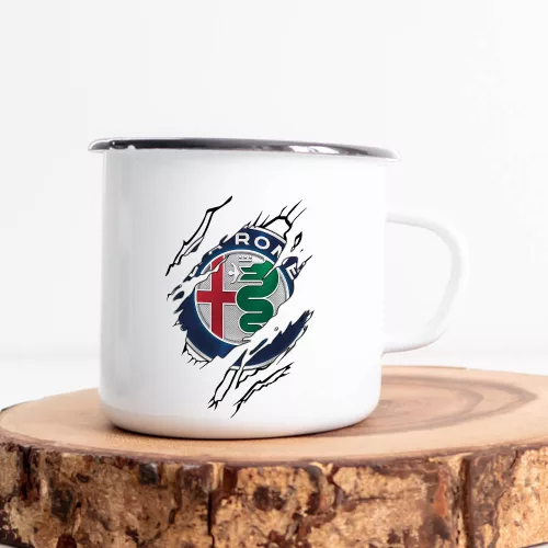 Alfás_ajándék_Alfa_Romeo_szakadt_logó_bögre_