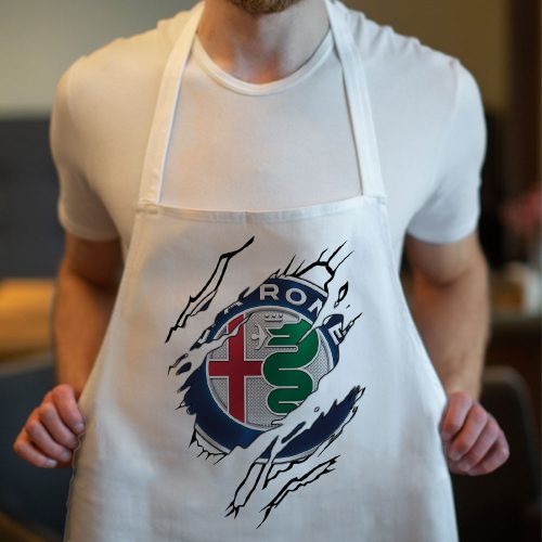 Alfa_ajándék_Alfa_Romeo_szakadt_logó_kötény_