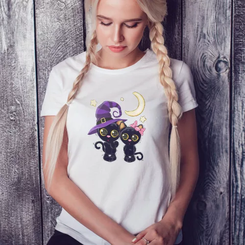 Halloweenre_póló_Macskás_női_póló_