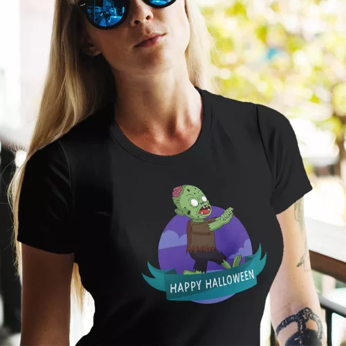 Happy_Halloween_női_póló_Zombis_ajándék_