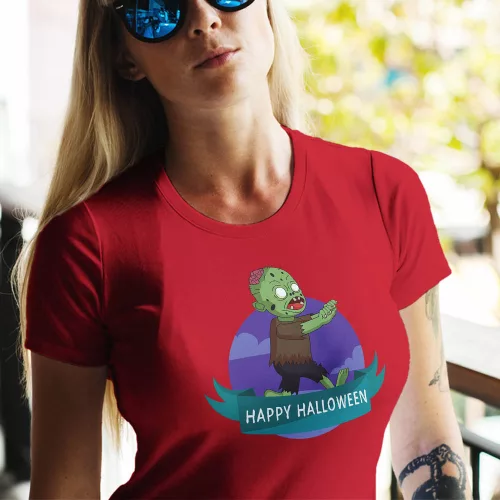 Happy_Halloween_női_póló_Zombis_ajándék_