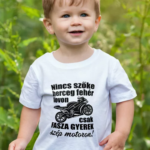Motoros_gyerek_póló_Nincs_szőke_herceg_