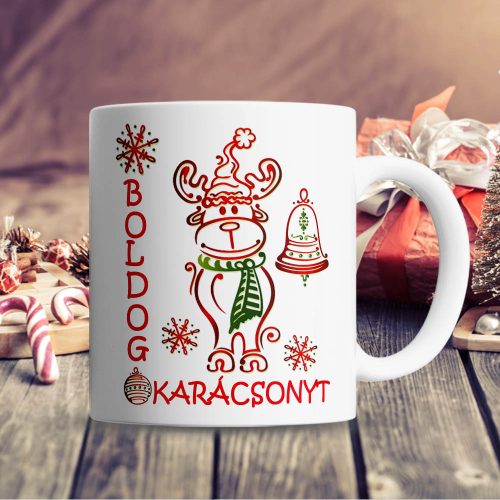 Karácsonyi_ajándék_Rénszarvas_figurás_bögre_
