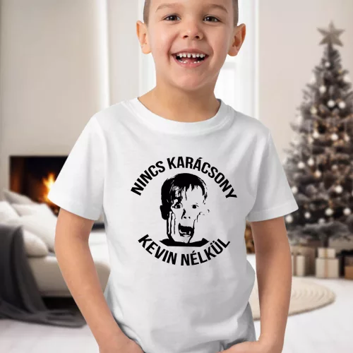 Vicces_ajándék_karácsonyra_Nincs_karácsony_Kevin_nélkül_gyerek_póló