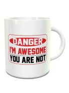 Vicces bögre_Vicces ajándék_Danger i'm awesome you are not