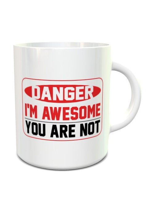 Vicces bögre_Vicces ajándék_Danger i'm awesome you are not