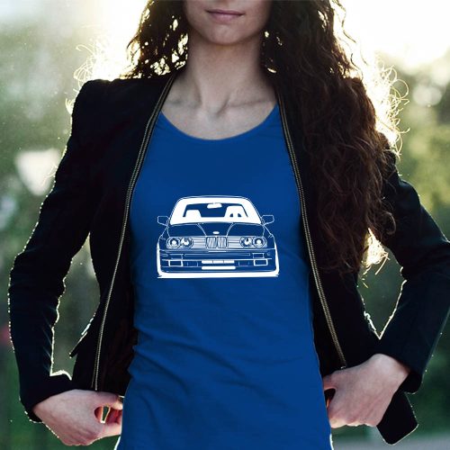 BMW_ajándékok_BMW_E30_front_női_póló_
