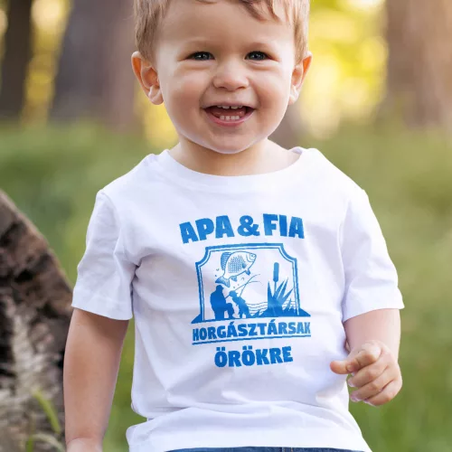 Apa-fia_gyerek_póló_Apa-fia_horgásztársak_