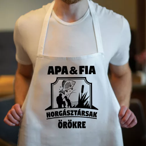 Apa-fia_ajándék_Apa-fia_horgász_kötény_