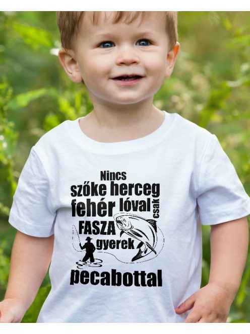 Horgász gyerek póló_Fasza gyerek pecabottal