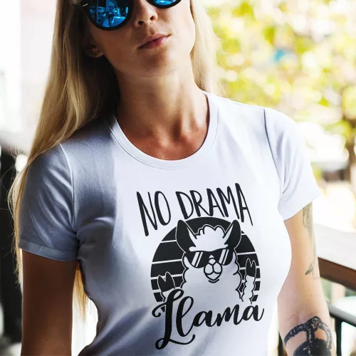 Lámás_női_póló_No_drama_Llama_