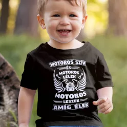 Motoros_gyerek_póló_Motoros_leszek_míg_élek_