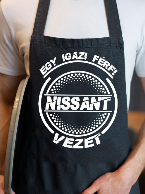 Nissanos kötény_Igazi férfi Nissant vezet