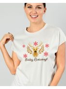 Póló karácsonyra rénszarvas mintával női póló