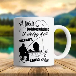 Horgász_ajándék_Földi_boldogság_bögre_