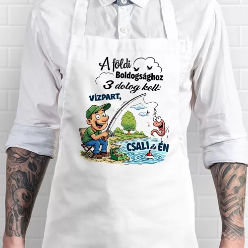 Kötény horgászoknak - A föld boldogsághoz 3 dolog kell... 
