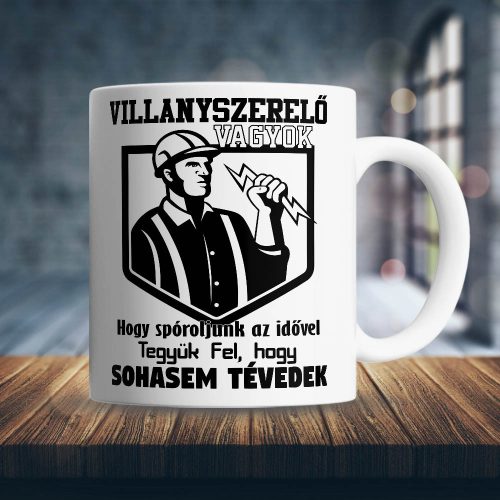 Villanyszerelő_bögre_Spóroljunk_az_idővel_