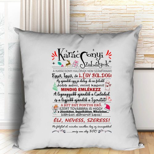 Karácsonyi_ajándék_Karácsonyi_szabályok_párna