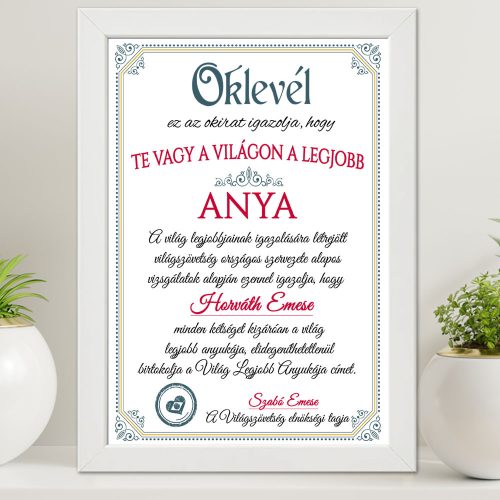 Anyák_napi_oklevél_A3_falikép_édesanyáknak_