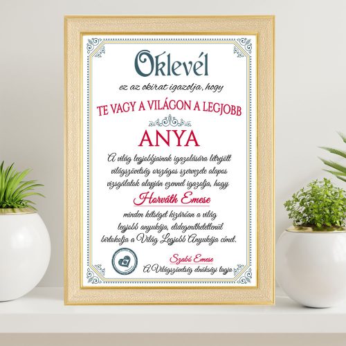 Anyák_napi_oklevél_Falikép_édesanyáknak_