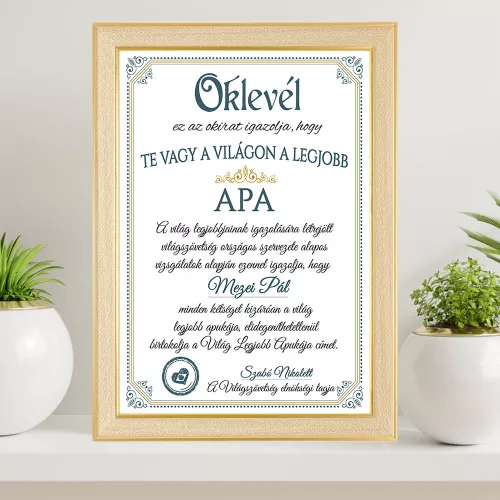 Oklevél_apának_Ajándék_apáknak_Apák_napi_oklevél