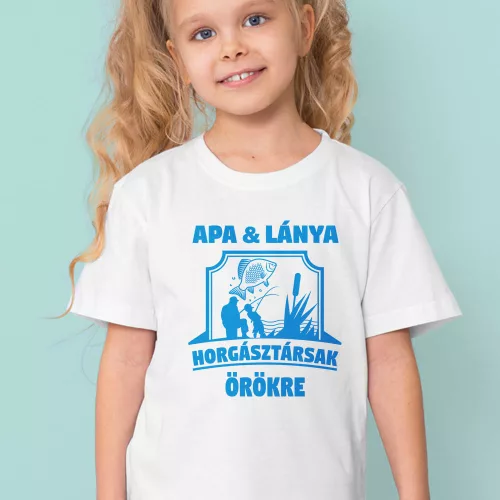 Apa-lánya_ajándék_Apa_és_lánya_horgásztársak_gyerek_póló