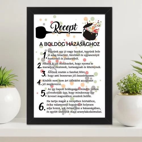 Vicces_nászajándék_Falikép_Recept_a_boldog_házassághoz
