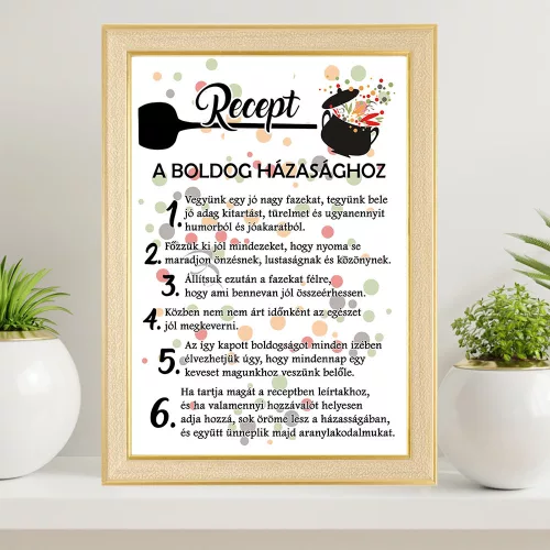 Vicces_nászajándék_Falikép_Recept_a_boldog_házassághoz