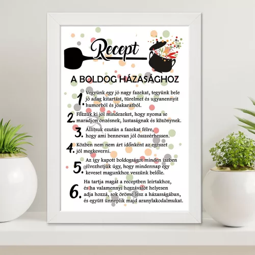 Vicces_nászajándék_Falikép_Recept_a_boldog_házassághoz