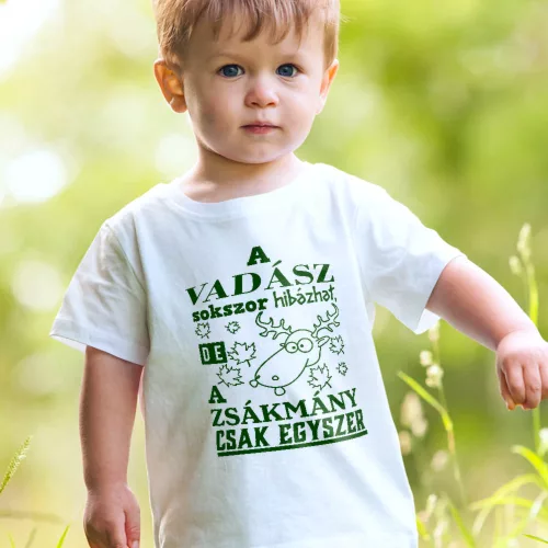 Vicces_gyerek_póló_vadásznak_A_vadász_sokszor_hibázhat
