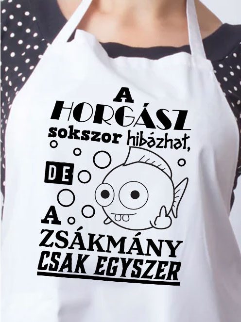 Vicces kötény horgásznak_A horgász sokszor hibázhat