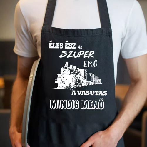 Ajándék_vasutasnak_Éles_ész_és_szuper_erő_vasutas_kötény