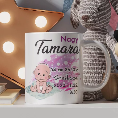 Ajándék_babaszületésre_Baba_emlékőrző_bögre_lányos